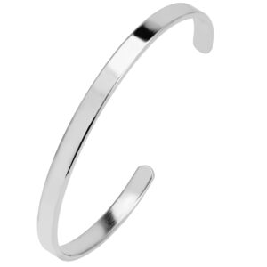 Prosta srebrna bransoletka otwarta.