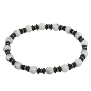 Bransoletka z białych kamieni z czarnymi elementami