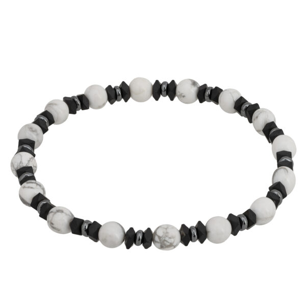 Bransoletka z białych kamieni z czarnymi elementami
