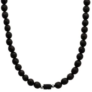 Czarny naszyjnik z koralikami z lawy.