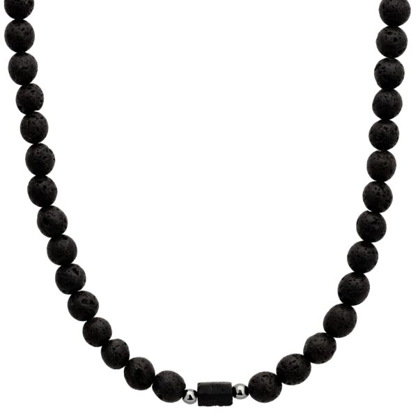 Czarny naszyjnik z koralikami z lawy.