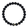 Czarna bransoletka z matowych koralików z symbolem zodiaku Barana.