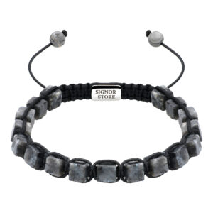 Bransoletka z kwadratowymi kamieniami i zapięciem z napisem Signor Store.