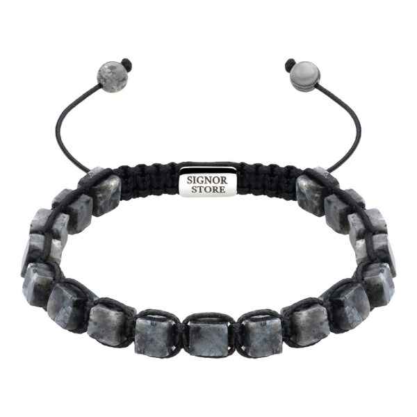 Bransoletka z kwadratowymi kamieniami i zapięciem z napisem Signor Store.