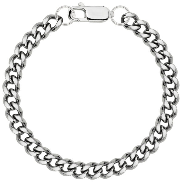 Srebrna bransoletka z grubym ogniwem i zapięciem.