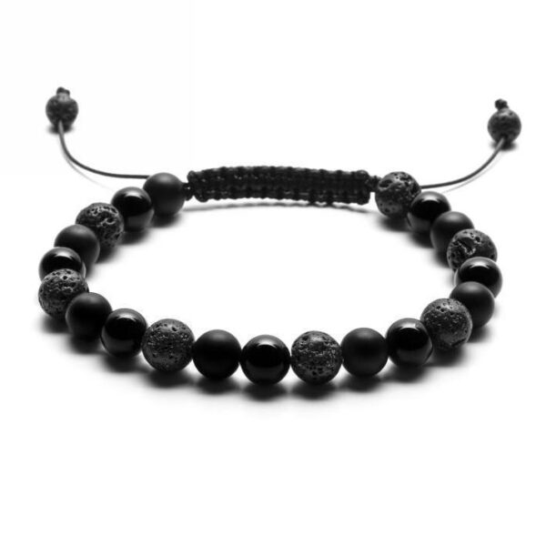 Czarna bransoletka z koralików w stylu sznurkowym