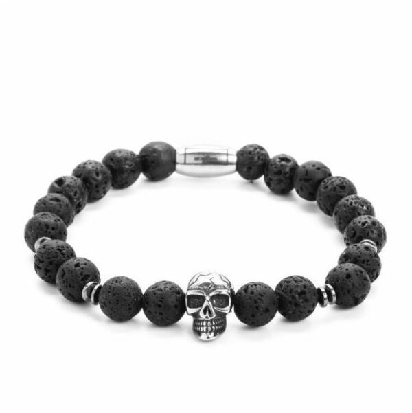 Czarna bransoletka z koralików z czaszką