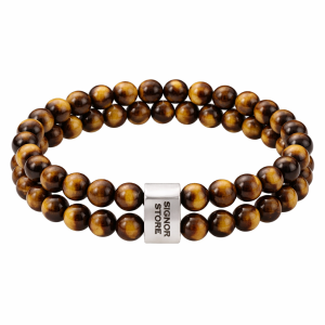 PODWÓJNA BRANSOLETKA Z TYGRYSIEGO OKA