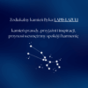 Grafika przedstawia znak zodiaku Byka z opisem przypisującym mu kamień Lapis Lazuli, symbolizujący prawdę, przyjaźń i wewnętrzny spokój.