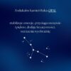 Tekst o opalu, kamieniu zodiakalnym Raka, stabilizującym emocje i wzmacniającym wyobraźnię, na granatowym tle z gwiazdami.