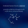 Grafika przedstawiająca napis dotyczący kamienia zodiakalnego Strzelca: ametyst, z opisem jego właściwości.