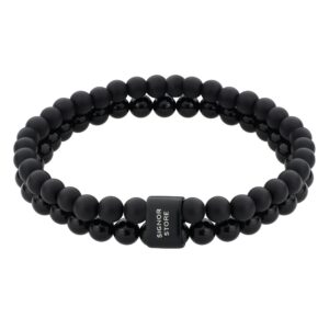 Podwójna bransoletka z czarnych matowych koralików.