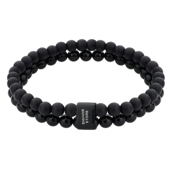 Podwójna bransoletka z czarnych matowych koralików.