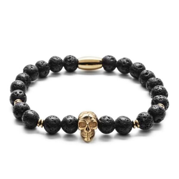Bransoletka z czarnych koralików z motywem czaszki