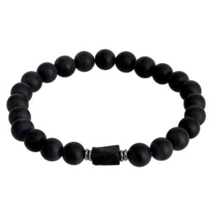 Czarna bransoletka z kamieniami na elastycznej żyłce.