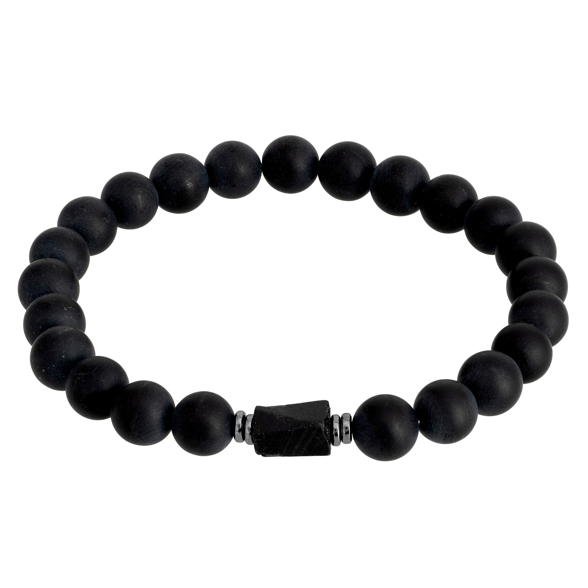 Czarna bransoletka z kamieniami na elastycznej żyłce.