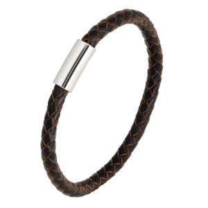 Bransoletka z plecionki skórzanej z metalowym zapięciem