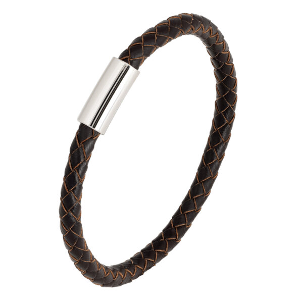 Bransoletka z plecionki skórzanej z metalowym zapięciem