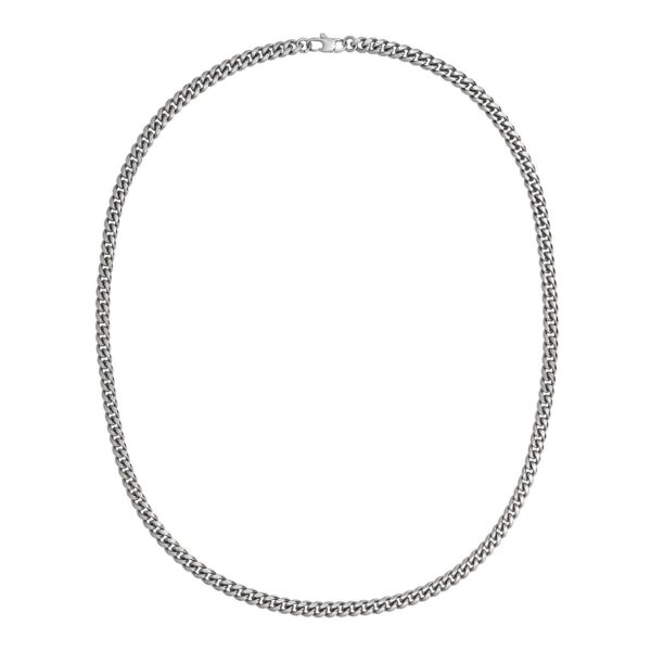 Srebrny łańcuszek w stylu kubańskim, widok frontowy.