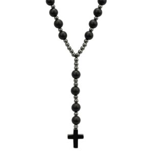 Czarny różaniec z krzyżem