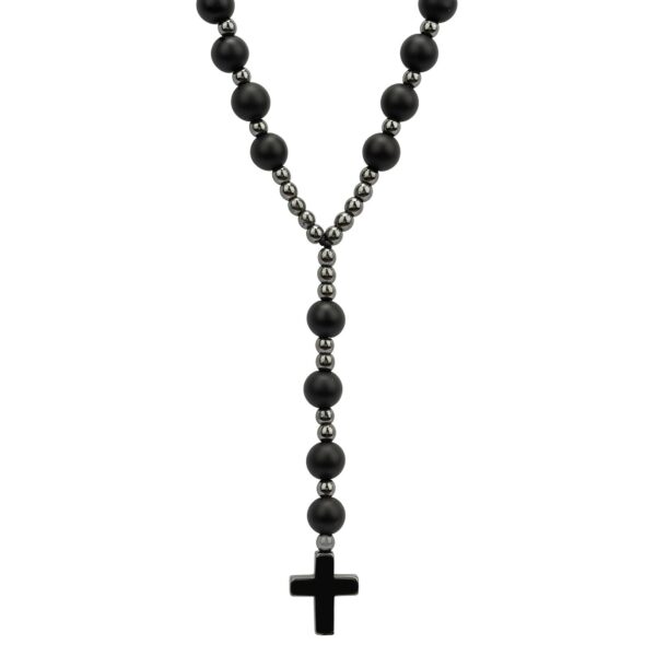 Czarny różaniec z krzyżem