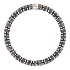 Naszyjnik z brązowych kamieni i metalowych elementów.