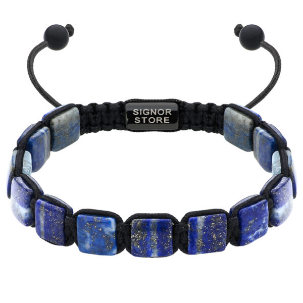 Bransoletka z niebieskimi kamieniami i zapięciem na sznurek