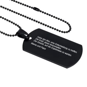 SCHWARZE DOG TAG MIT GRAVUR
