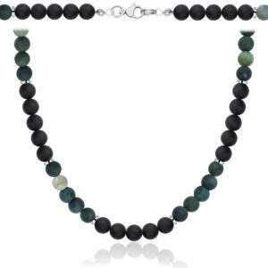 NASZYJNIK Z TURMALINEM I ZIELONYM AGATEM