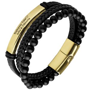 POTRÓJNA MĘSKA BRANSOLETKA Z GRAWEREM (złota)