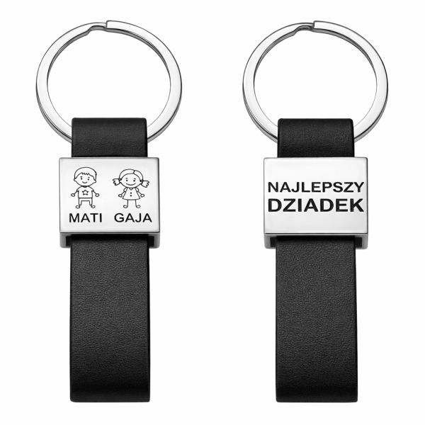 Brelok dla dziadka z wygrawerowanymi imionami wnucząt
