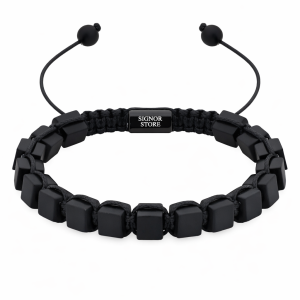 BRANSOLETKA MĘSKA HEMATYT MATOWY KOSTKI