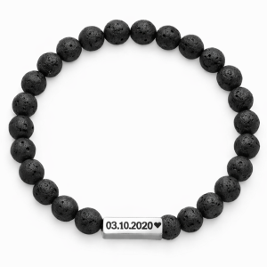 Bransoletka męska z lawy wulkanicznej z grawerem