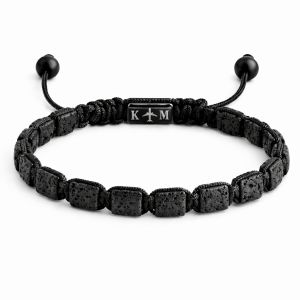 BRANSOLETKA Z LAWY WULKANICZNEJ Z GRAWEREM MINI